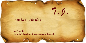 Tomka Jónás névjegykártya